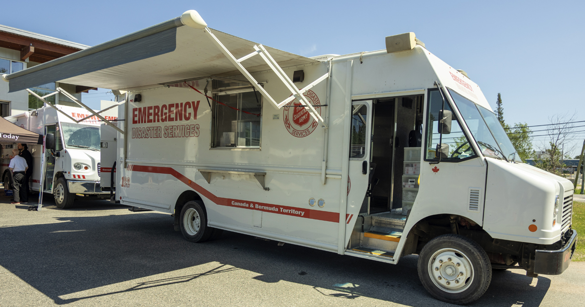 An emergency disaster services truck
