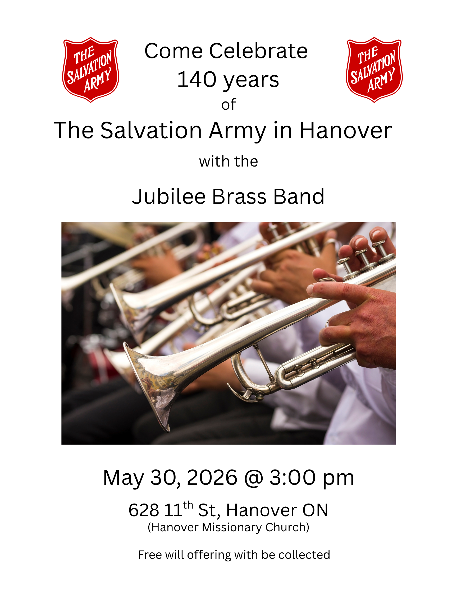 Information for the event with a picture of some brass instruments being played.